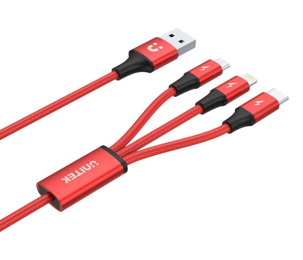 UNITEK 3-in-1 USB - USB-C/microUSB/Lightning, 1,2m; C4049RD - 458692 - zdjęcie 2